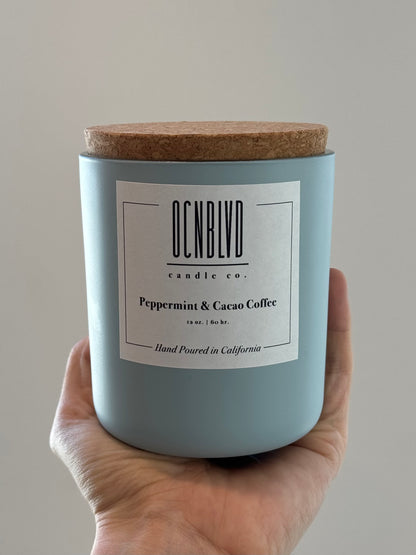 Peppermint & Cacao Coffee - 12 oz. Hand Poured Wood Wick Candle