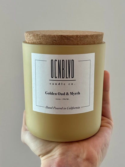 Golden Oud & Myrrh - 12 oz. Hand Poured Wood Wick Candle