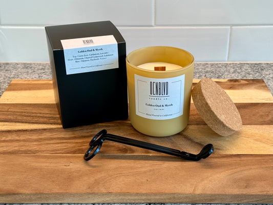 Golden Oud & Myrrh - 12 oz. Hand Poured Wood Wick Candle